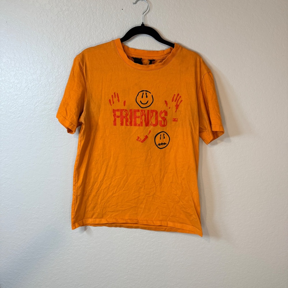 Vlone Friends Graphic T-Shirt Orange Red Smiley Face Streetwear Tee Medium *READ